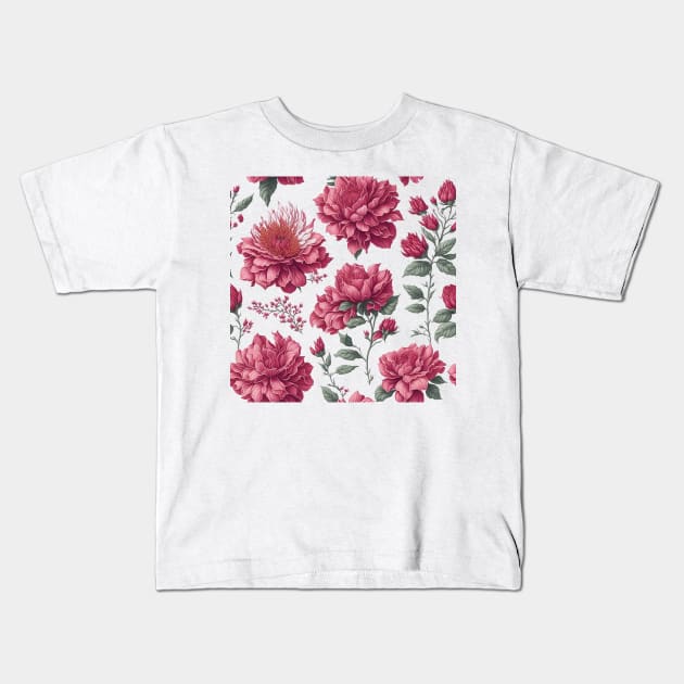 Pink flowers pattern Kids T-Shirt by Luvleigh